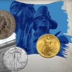 Infographic of collectible coins on a background of the U.S. Capitol.
