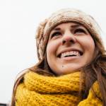 Confident woman during a cold day of North Dakota State football in Frisco, Texas.