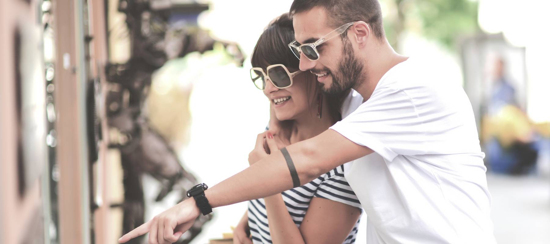 A young couple shopping together.