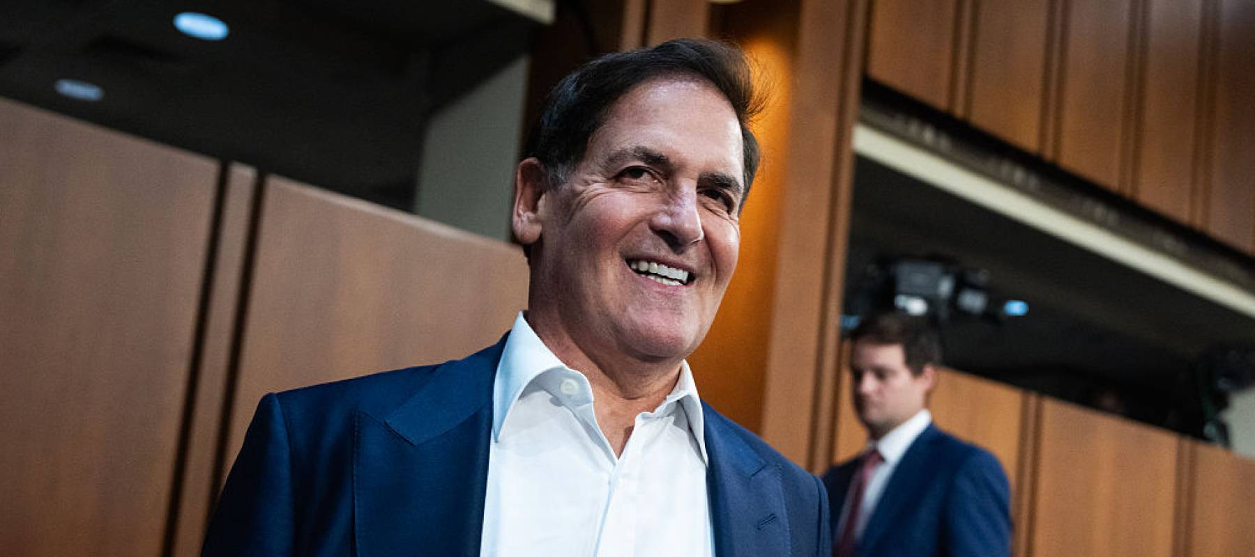 Mark Cuban, co-founder of Cost Plus Drugs, arrives for the Senate Special Committee on Aging.