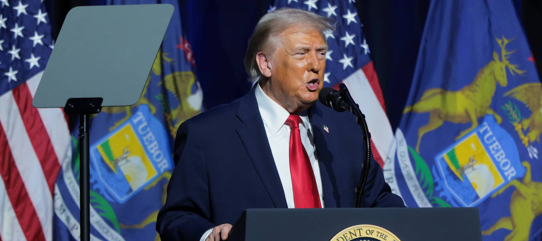 President Trump speaks at the Detroit Economic Club on Jan. 13, 2026.