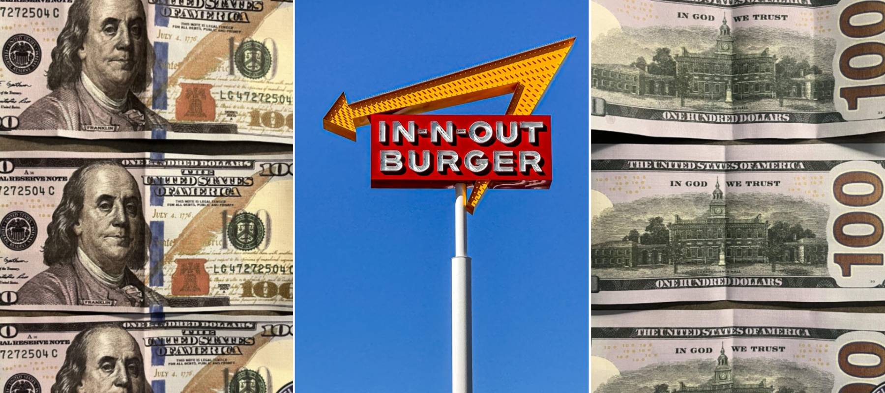 A picture of the front and back of $100 counterfeit bills reported to be used at In-N-Out locations across California.