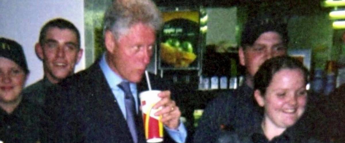 Clinton with McDonald's cup