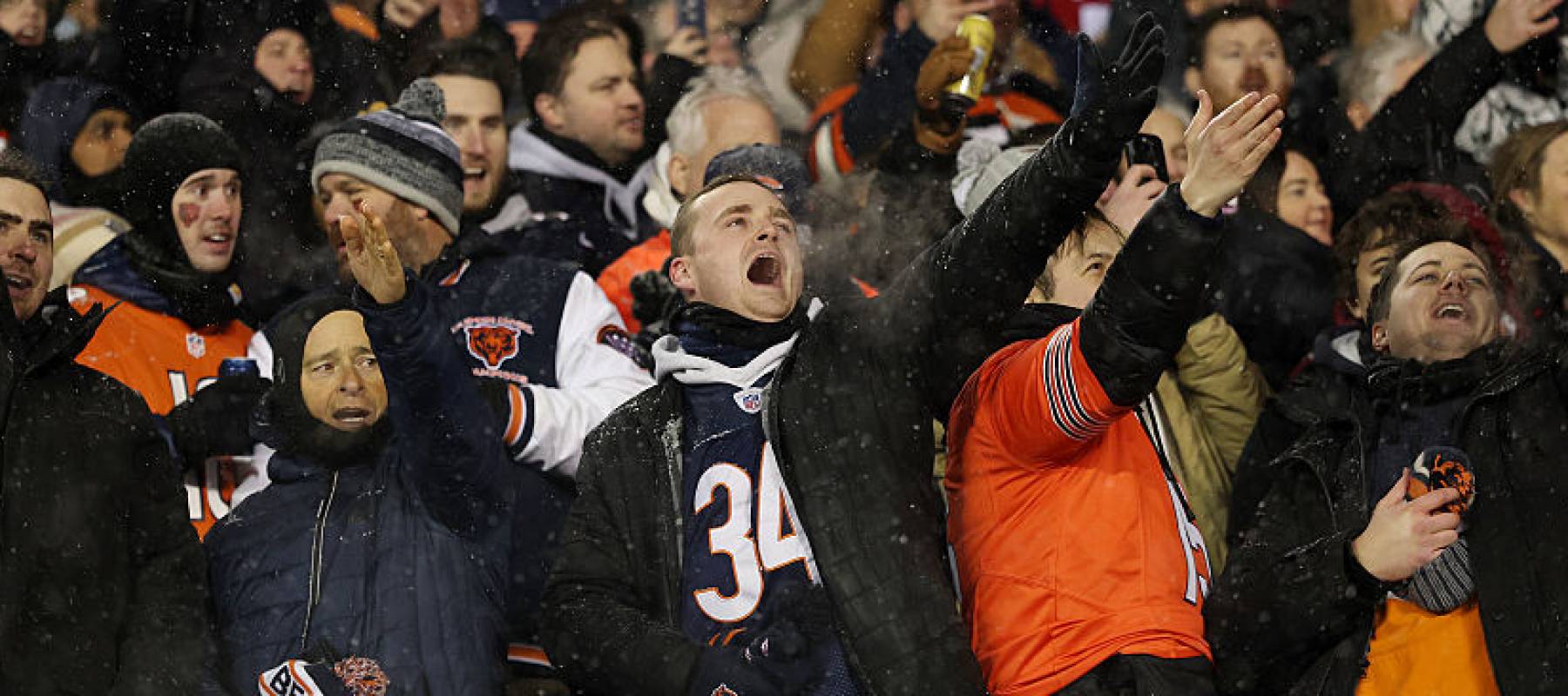 Chicago Bears fans cheering at the NFC Divisional Playoff game against the Los Angeles Rams, before which the Better Business Bureau warned buyers to be on high alert for ticket scams.