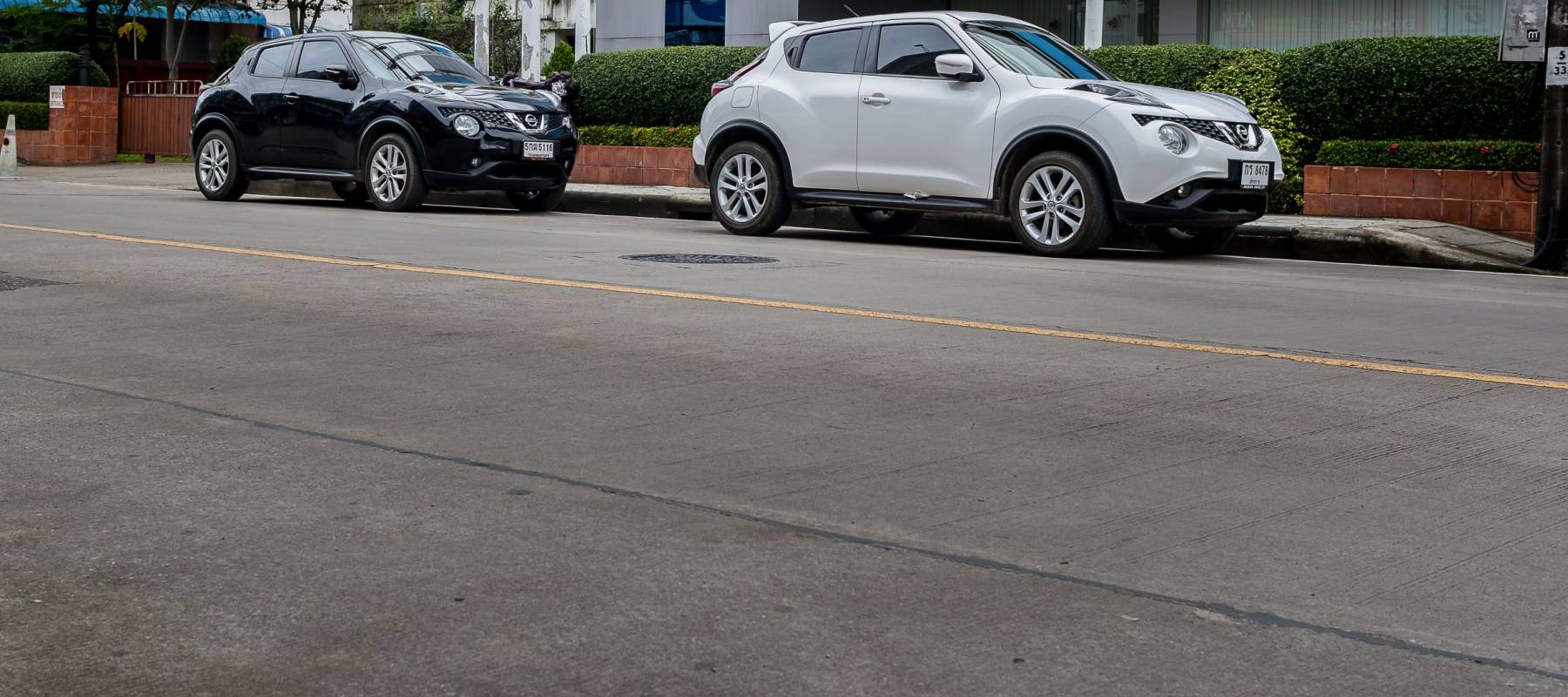 ChiangRai THAILAND-September:9:2017:The Nissan Juke black & white is a Mini Sport Utility Vehicle