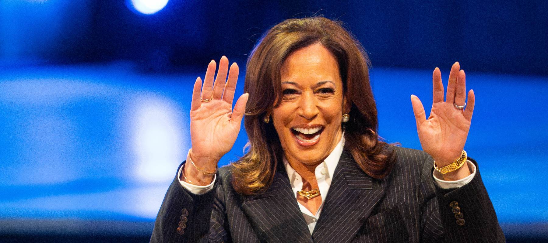 Former US vice president Kamala Harris arrives for a discussion with Chimamanda Ngozi Adichie about her new memoir '107 Days.'