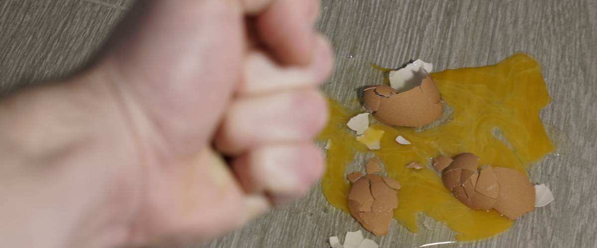 Crushed egg, broken egg, egg fell down