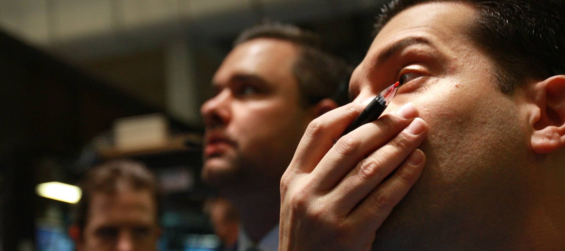Traders work on the floor of the New York Stock Exchange moments after the opening bell October 13, 2008 in New York City.