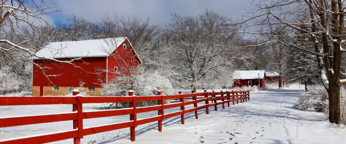 Agriculture and rural life at winter background. Wisconsin, USA.