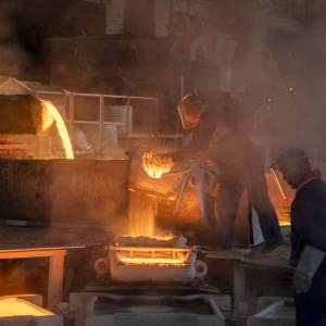 Copper smelting at Wuzhou Jinsheng Copper Co. Ltd. in China. Copper values are glittering right now.
