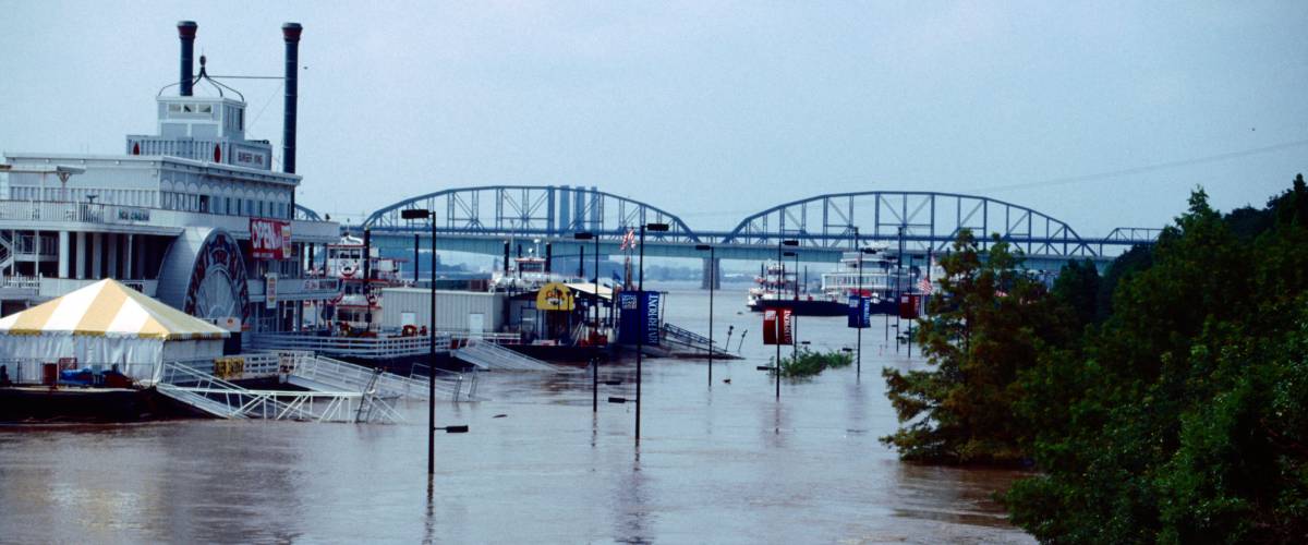 Flooding in downtown St. Louis, Missouri, in 1993.