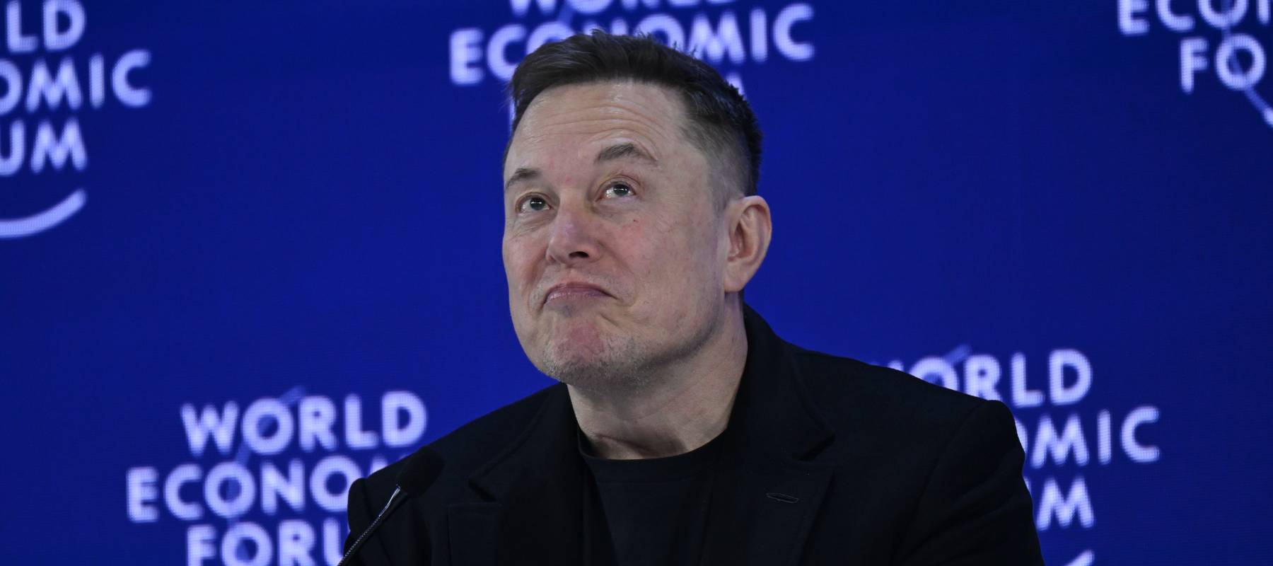 Elon Musk delivers a speech during the World Economic Forum Annual Meeting in Davos.