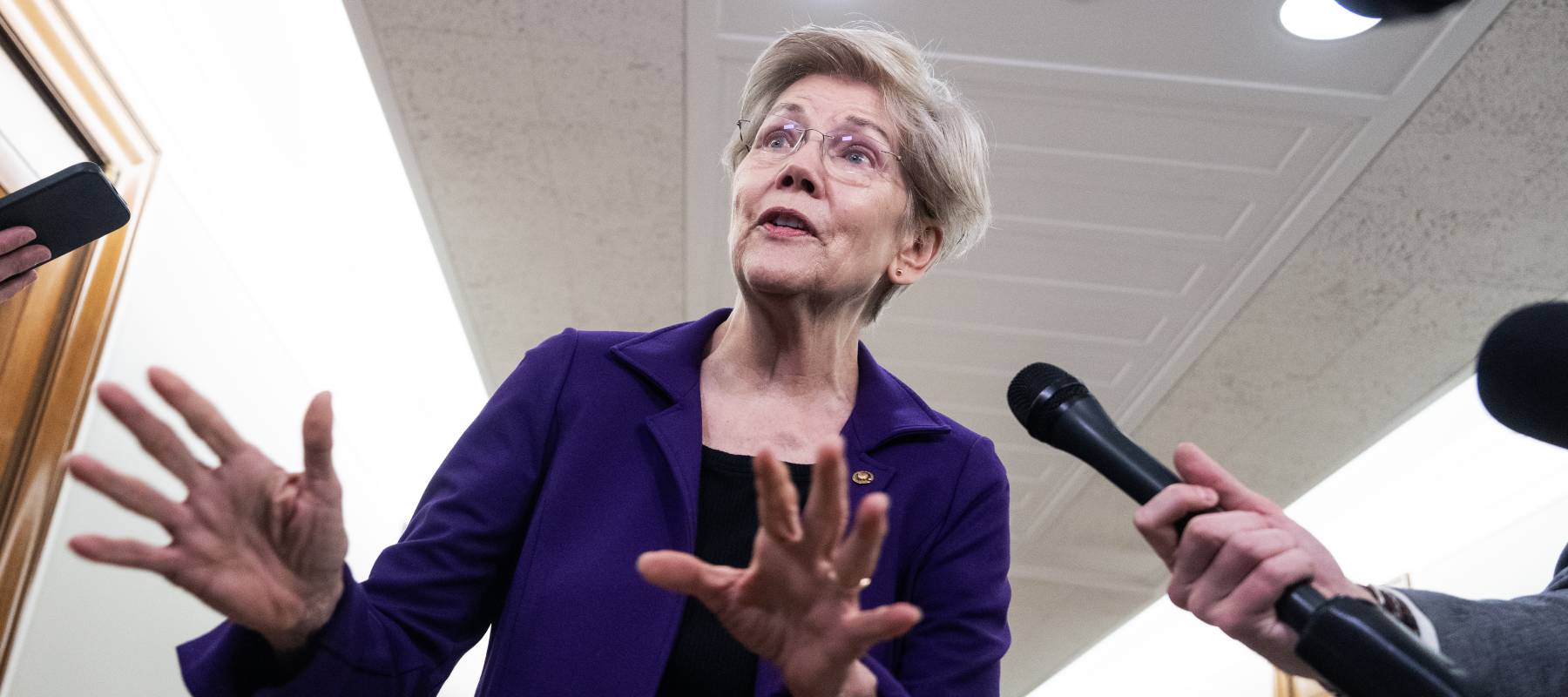 Sen. Elizabeth Warren speaks with the media on Feb. 5, 2026.