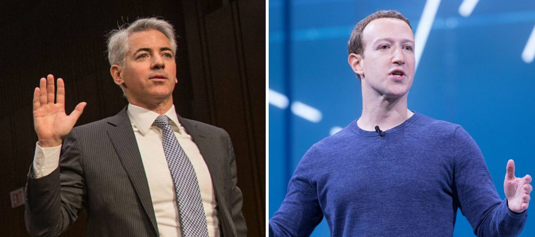 A composite image of Bill Ackman and Mark Zuckerberg at different events.