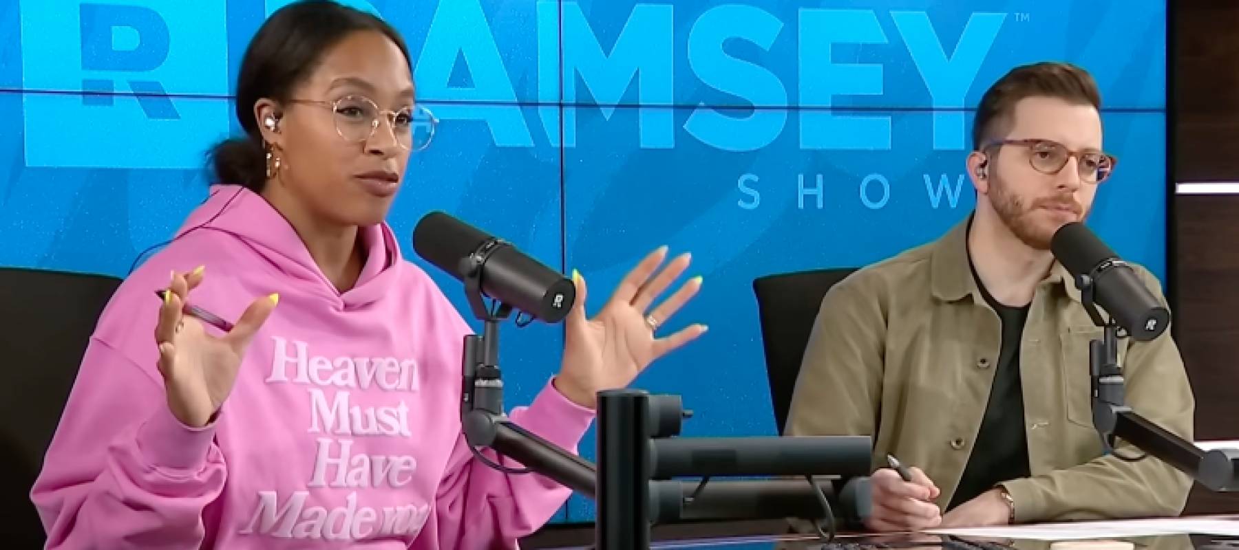 Ramsey Show cohosts Jade Warshaw and George Kamel speaking a caller about what to do about a loan she cosigned with her ex who has disappeared.