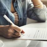 Girl Writing Letter Home Concept