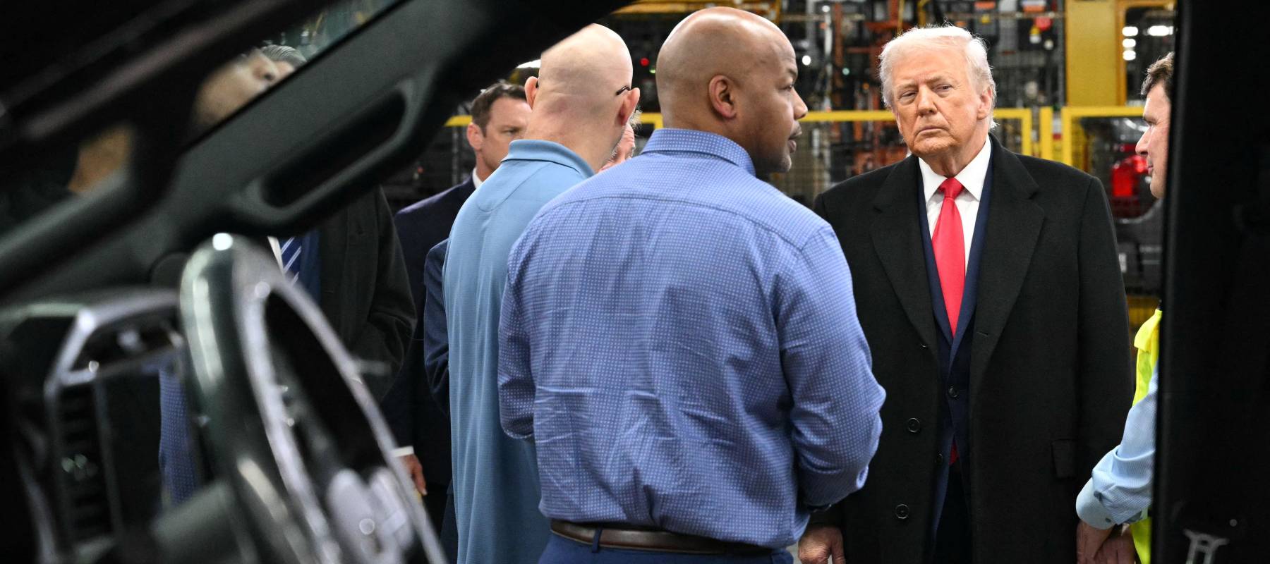 President Donald Trump tours a Ford assembly line in Dearborn, Michigan.