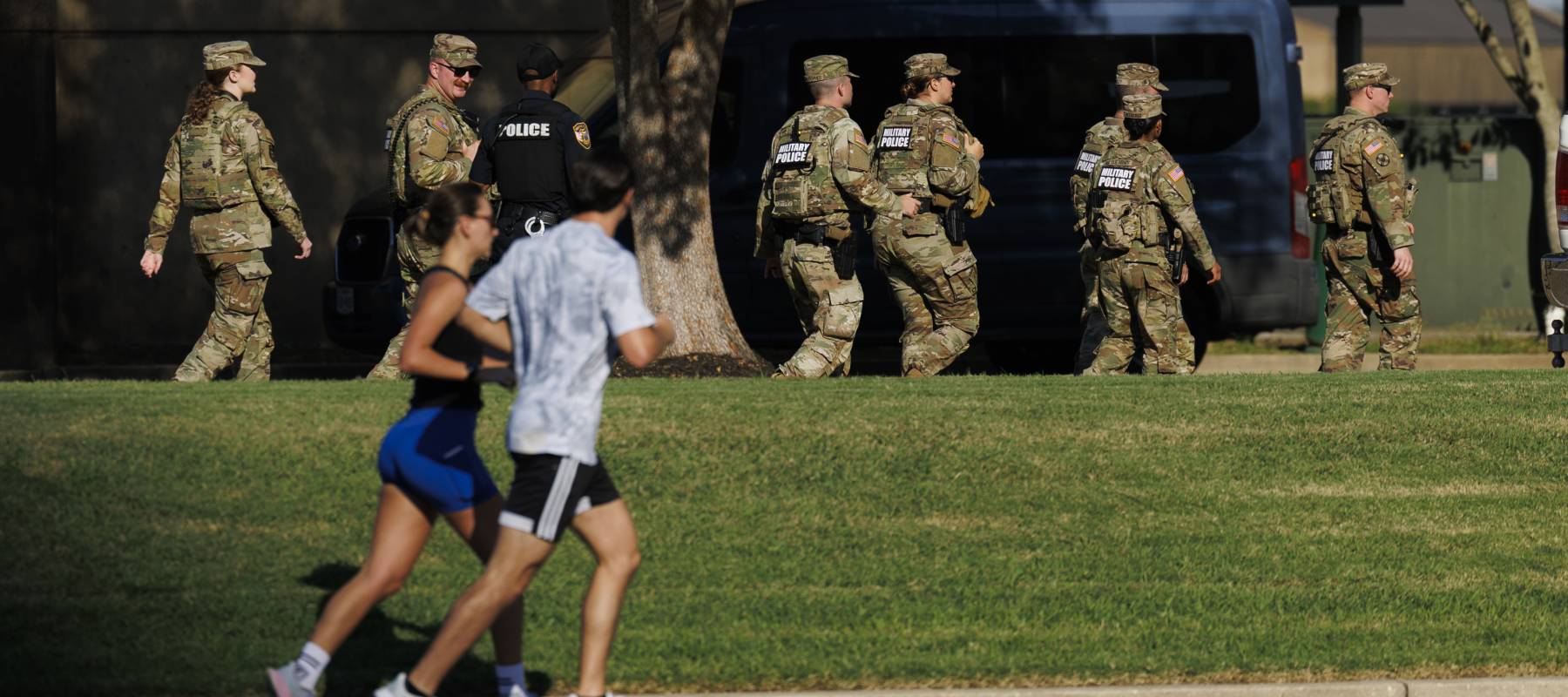 Members of the National Guard patrol Memphis, Tennessee, deployed by the Trump administration in October 2025.
