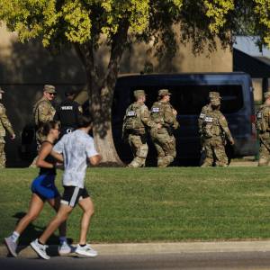 Members of the National Guard patrol Memphis, Tennessee, deployed by the Trump administration in October 2025.