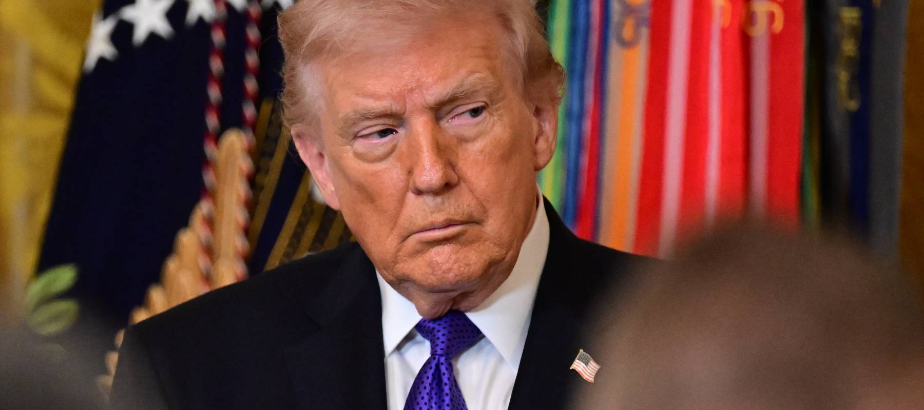 U.S. President Donald Trump speaks during a Medal of Honor ceremony in the East Room of the White House in Washington.