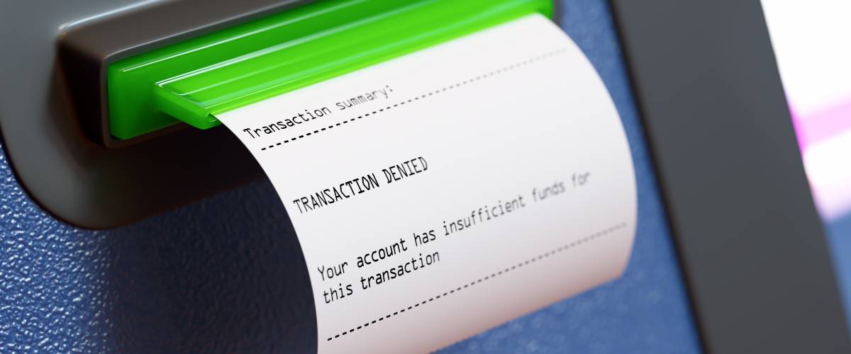 Declined transaction receipt at ATM