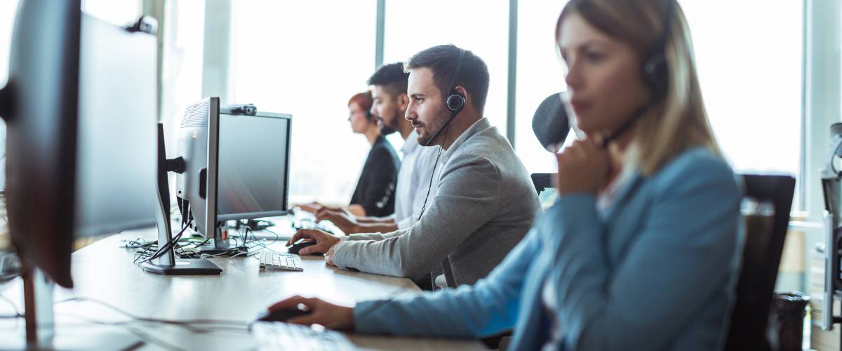 Agents working at a call center