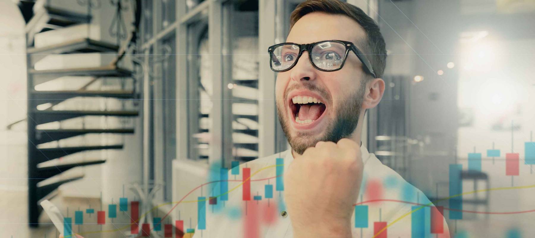 Excited Young Male Trader