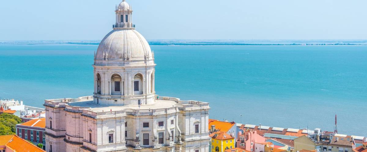 Aerial view of the national pantheon in Lisbon, Portugal