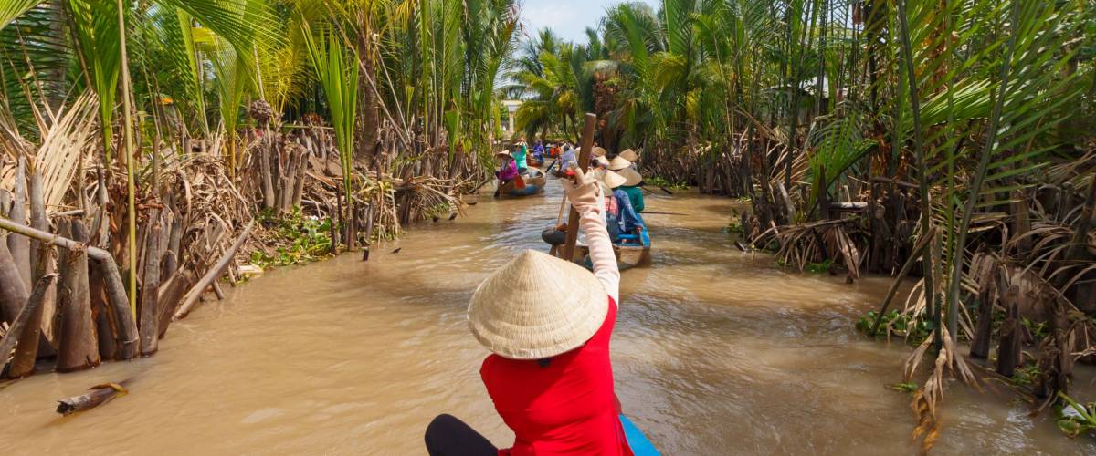 boat tour for tourists in mekong delta near Ho Chi Minh City, Saigon, Vietnam