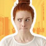 Indecisive red hair young woman