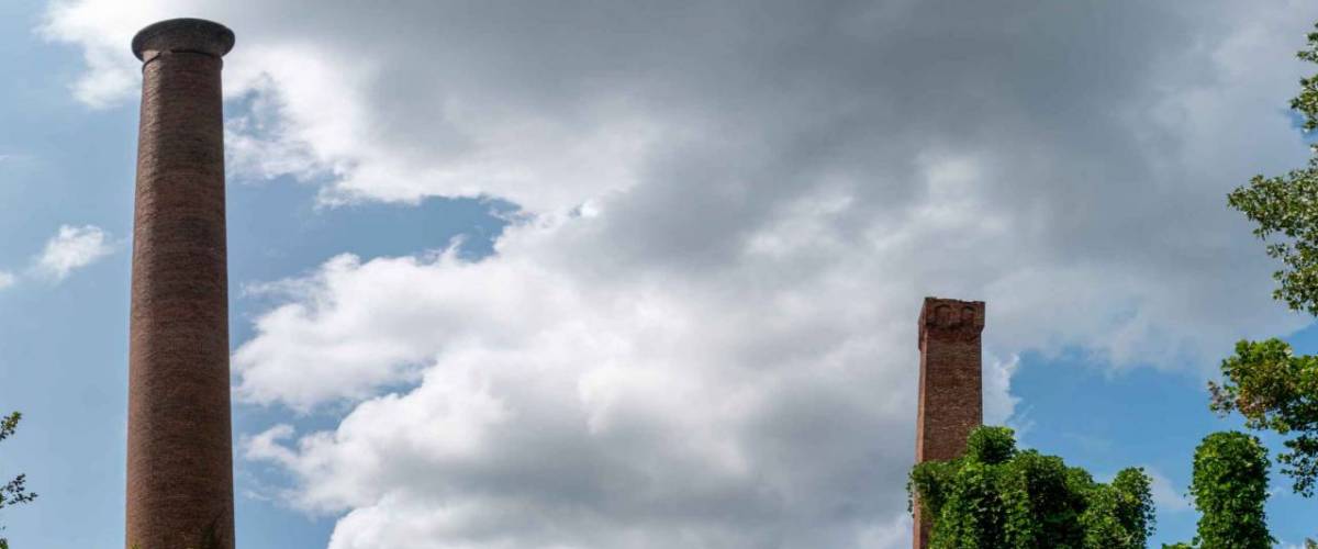 A brick smoke stack from Glendale Shoals near Spartanburg, South Carolina