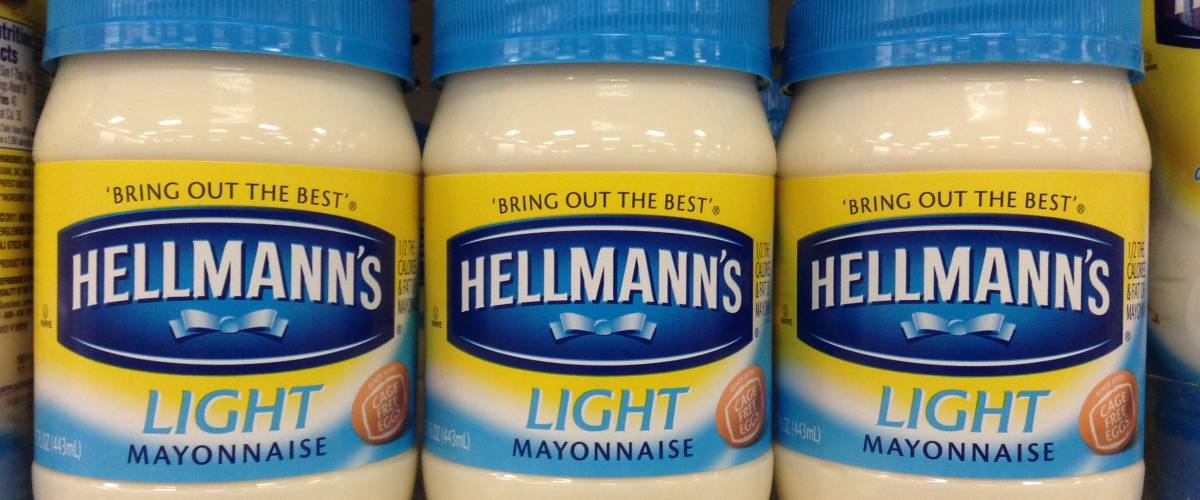 Hellmann's mayonnaise on shelf