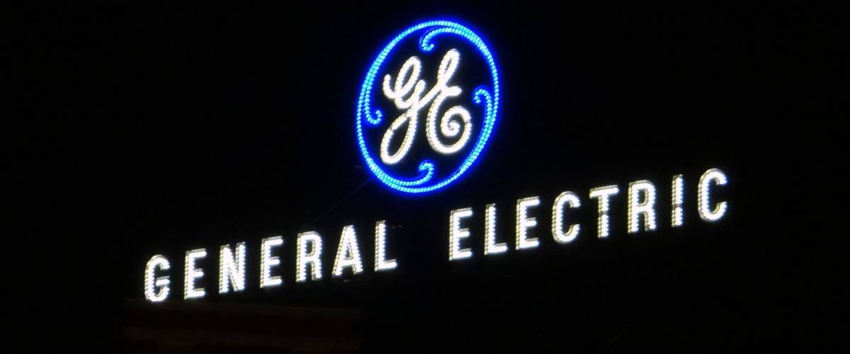 General Electric sign at night