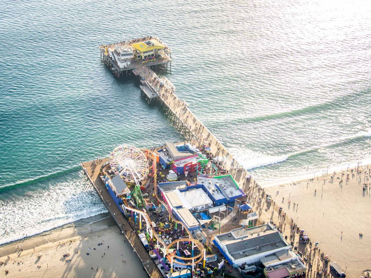 Santa Monica pier, drone view