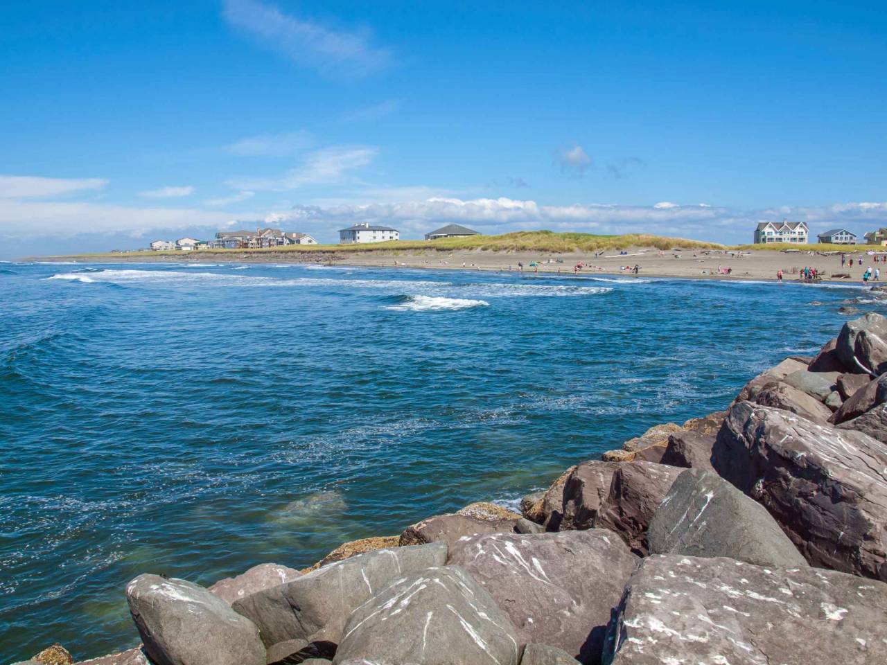 View from the Rock Jetty on a Clear Sunny Day at Ocean Shores Washington USA