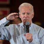 Hampton, N.H./USA - February 9, 2020, former Vice President Joe Biden speaks at a town hall meeting during the New Hampshire primary campaign.