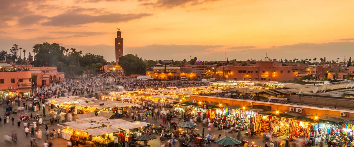 Jamaa el Fna market square, Marrakesh, Morocco, north Africa