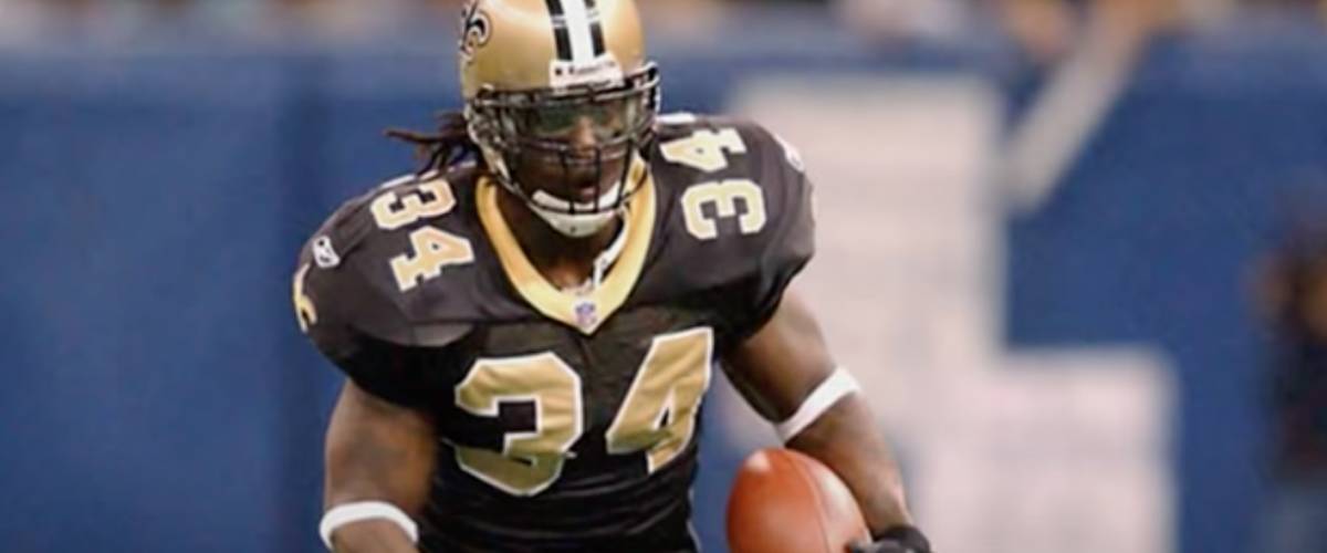 Ricky Williams in Saints football gear