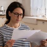 Woman looks at papers