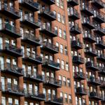 Side close-up view of an apartment building in Chicago.