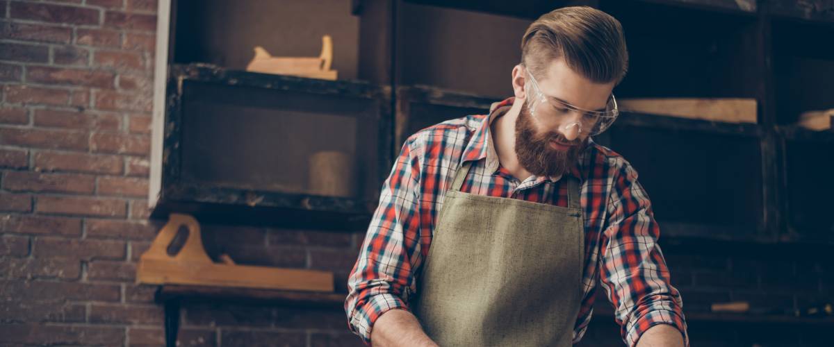 Man working with tools in garage