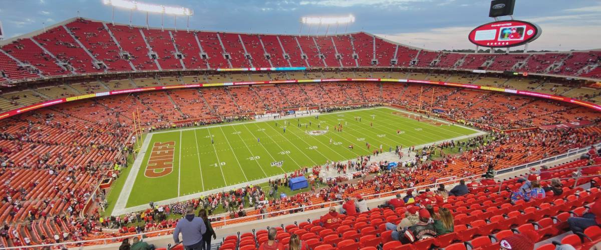 The USA, Kansas City, September 2022: Aerial view of the GEHA Field at Arrowhead  Stadium and