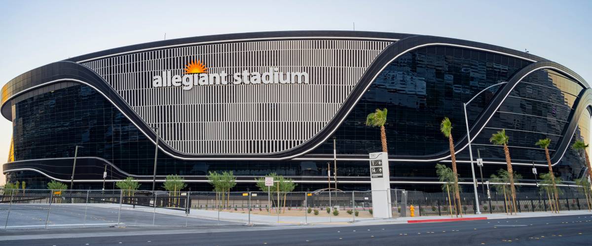 Las Vegas, JUL 17, 2020 - Sunset view of the finished Allegiant Stadium
