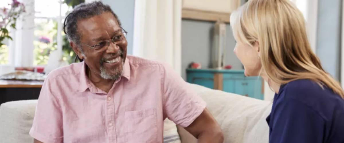 Social worker and client