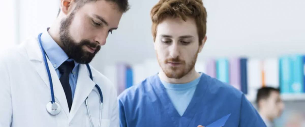 Medical assistant in scrubs