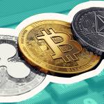 Crypto coins on a calculator
