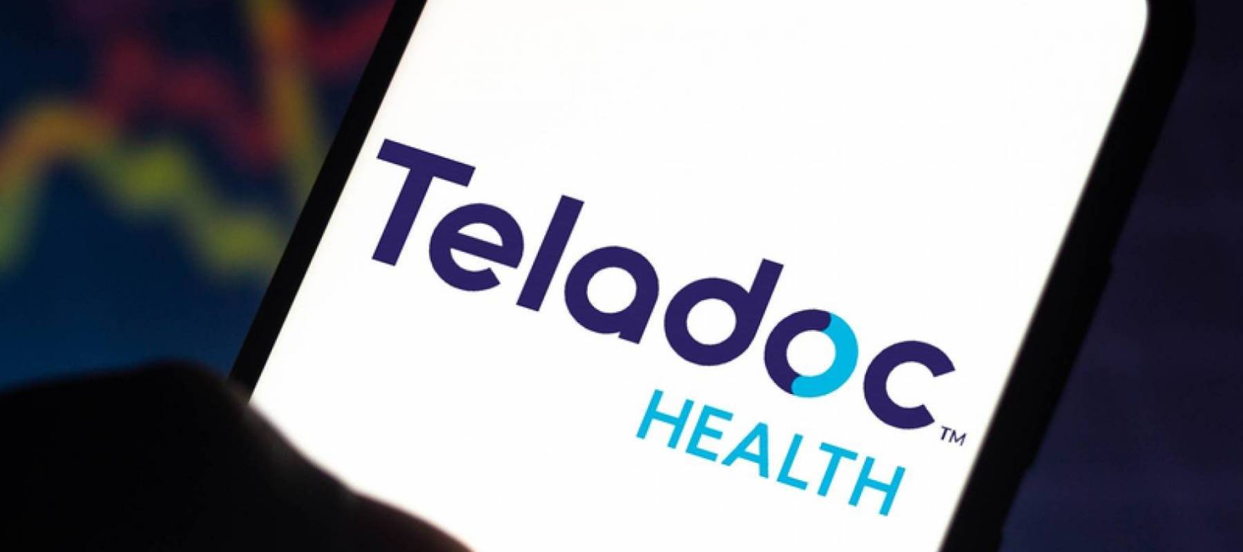 In this photo illustration the Teladoc Health logo seen displayed on a smartphone screen