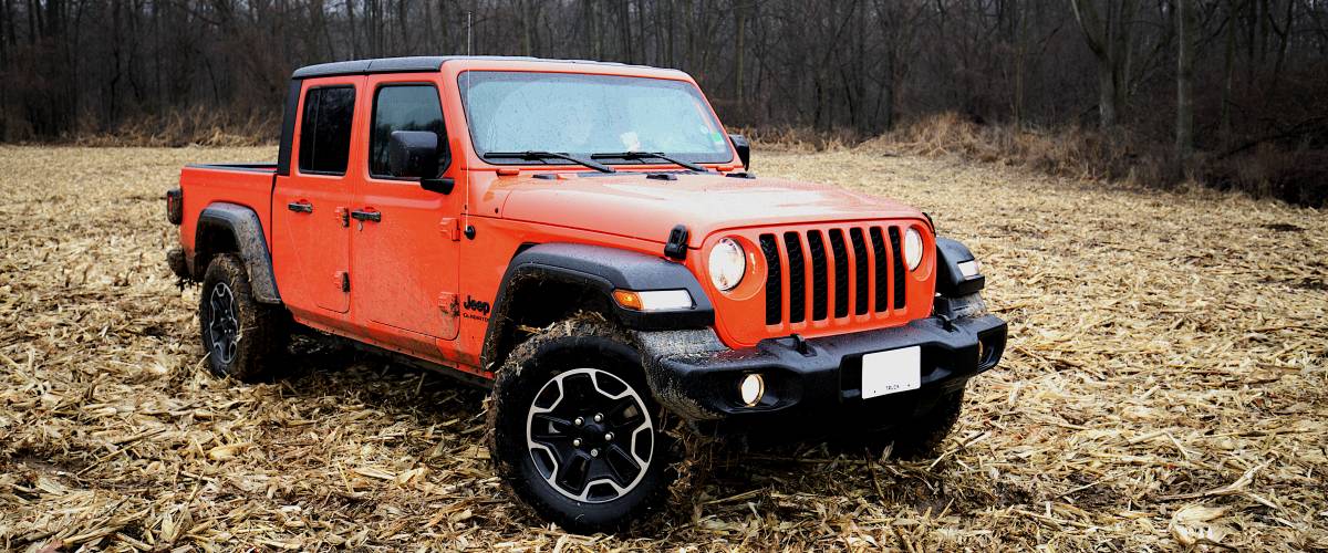 Jeep Gladiator Off-roading in harvested corn field