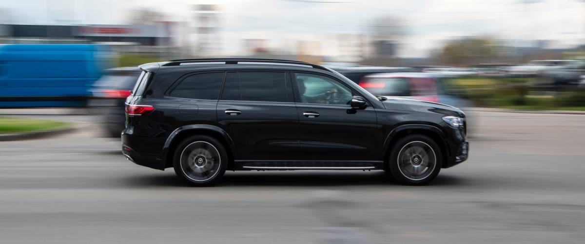 Ukraine, Kyiv - 20 April 2021: Black Subaru Ascent car moving on the street.