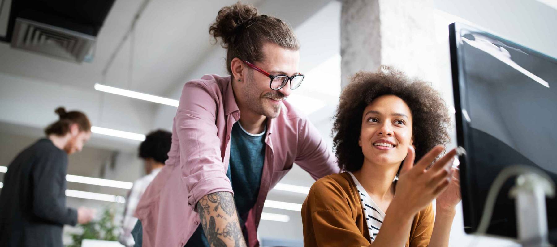 Programmer working in a software developing company